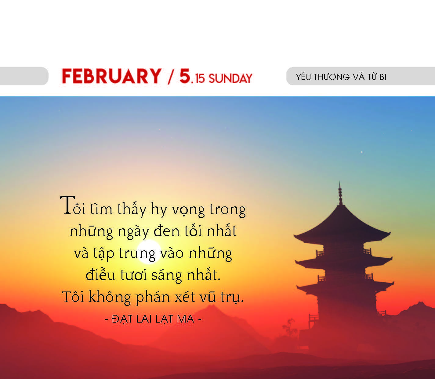LỊCH BÀN QUÝ MÃO 2023 - YÊU THƯƠNG VÀ TỪ BI