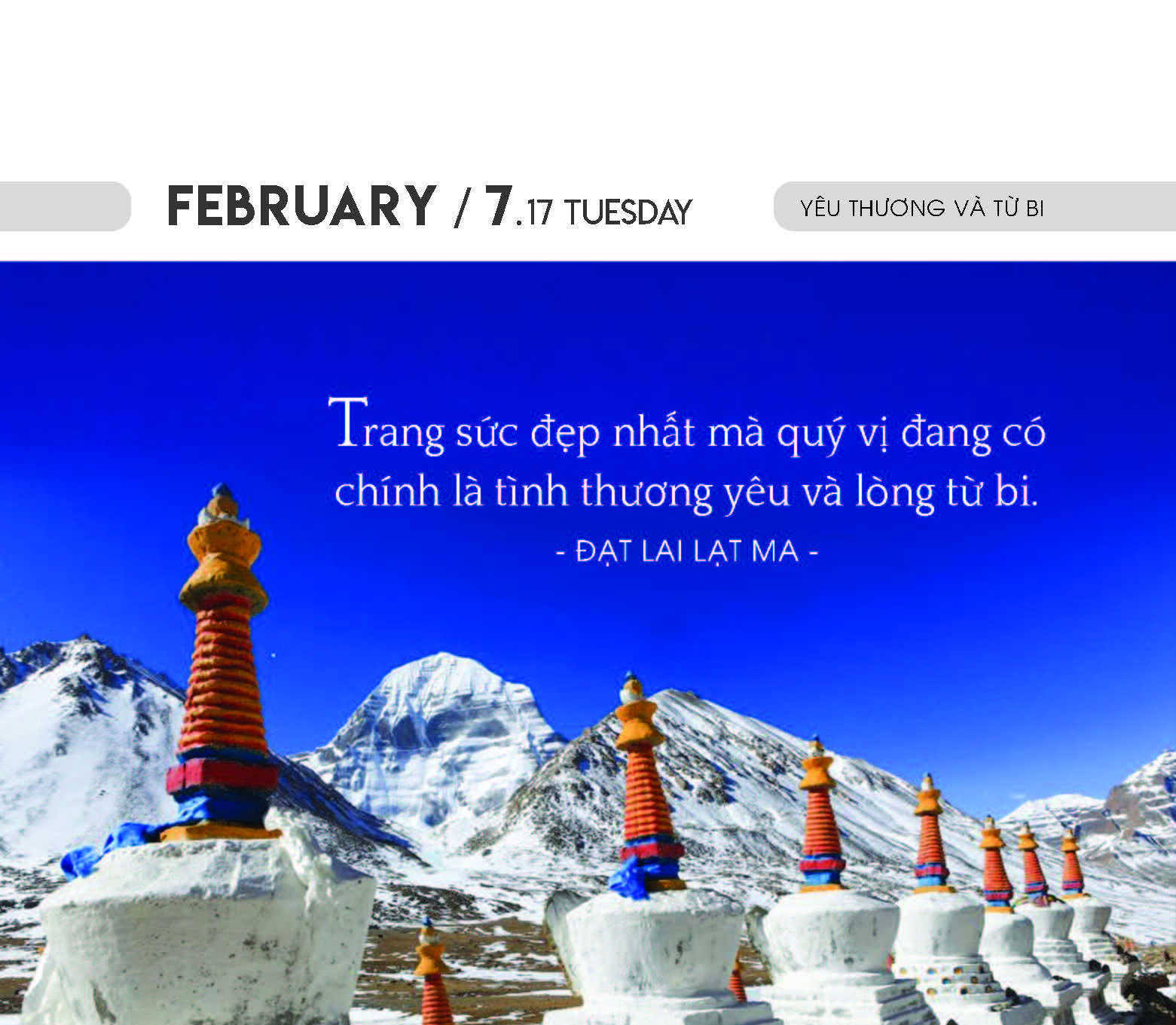 LỊCH BÀN QUÝ MÃO 2023 - YÊU THƯƠNG VÀ TỪ BI