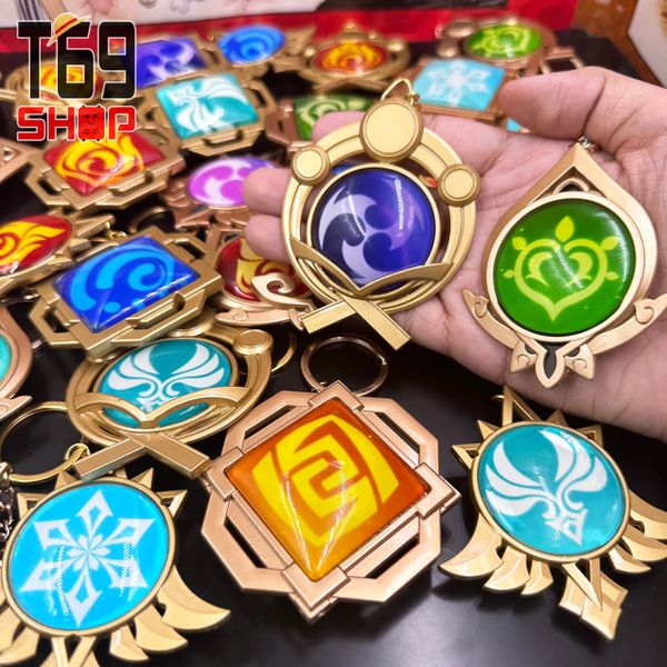[Loại lớn] Móc khóa kim loại Nguyên tố Vision game Genshin Impact: Inazuma, Liyue, Mondstadt, Sumeru