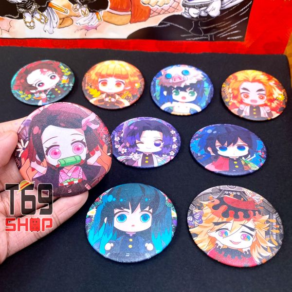 Huy hiệu anime Kimetsu no Yaiba - Chibi ver (Size 5.8cm)