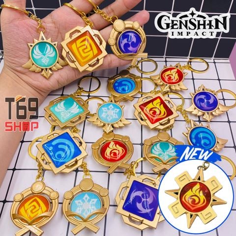 [Có dạ quang] Móc khóa kim loại Nguyên tố Vision game Genshin Impact: Inazuma, Liyue, Mondstadt, Sumeru, Fontaine