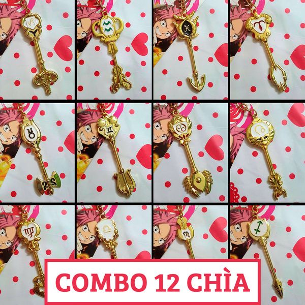 Combo 12 móc chìa khóa cung hoàng đạo Lucy anime Fairy Tail