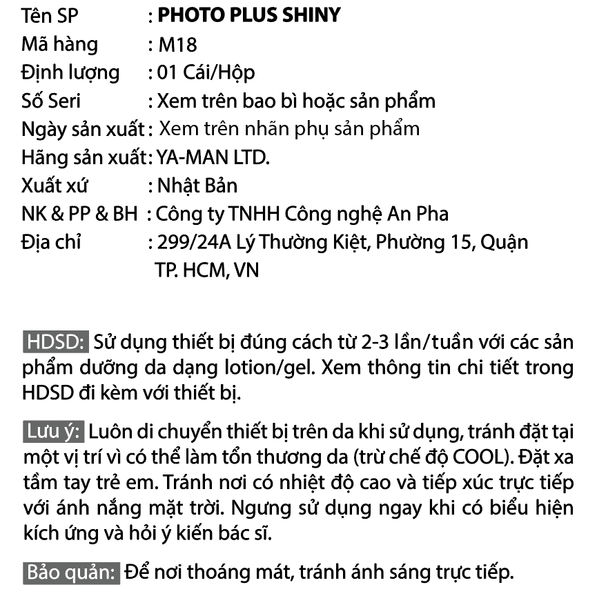  Photo PLUS Shiny M18 - Máy làm đẹp, Chống Lão Hóa 