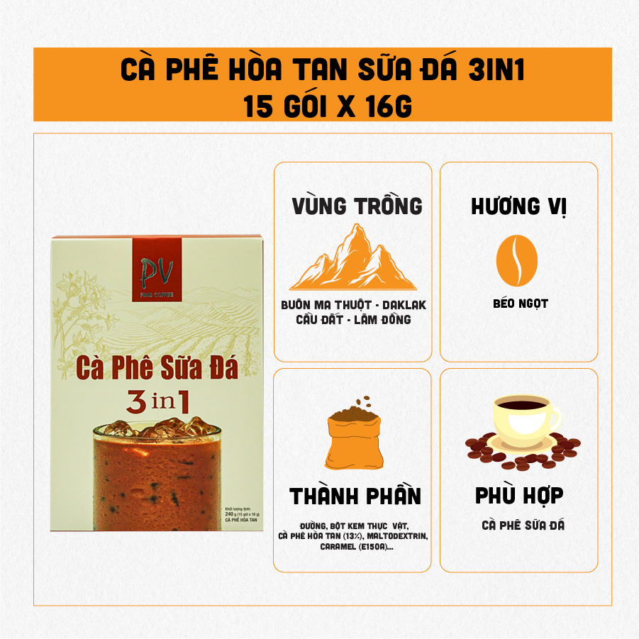 Cà Phê Hòa Tan Sữa Đá 3in1