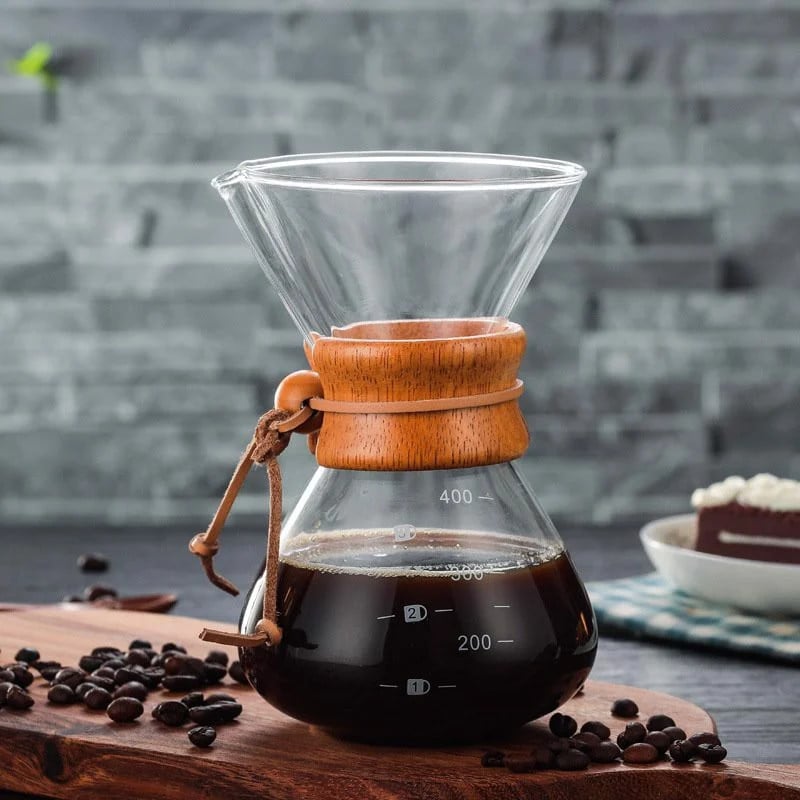 Bình pha cà phê Chemex tay cầm gỗ 400ml