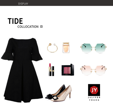  Mắt kính mát nữ đa giác gọng kính kim loại UV400 Jaliver Young SM-6059 