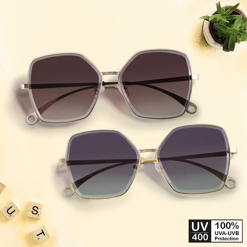 Mắt kính mát nữ đa giác gọng kính kim loại UV400 Jaliver Young A205 HG