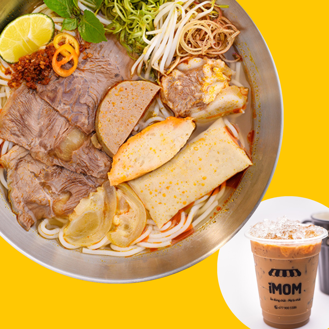 Bún Bò Huế Đặc Biệt ( không giò ) + Cà Phê Sữa Đá Chill