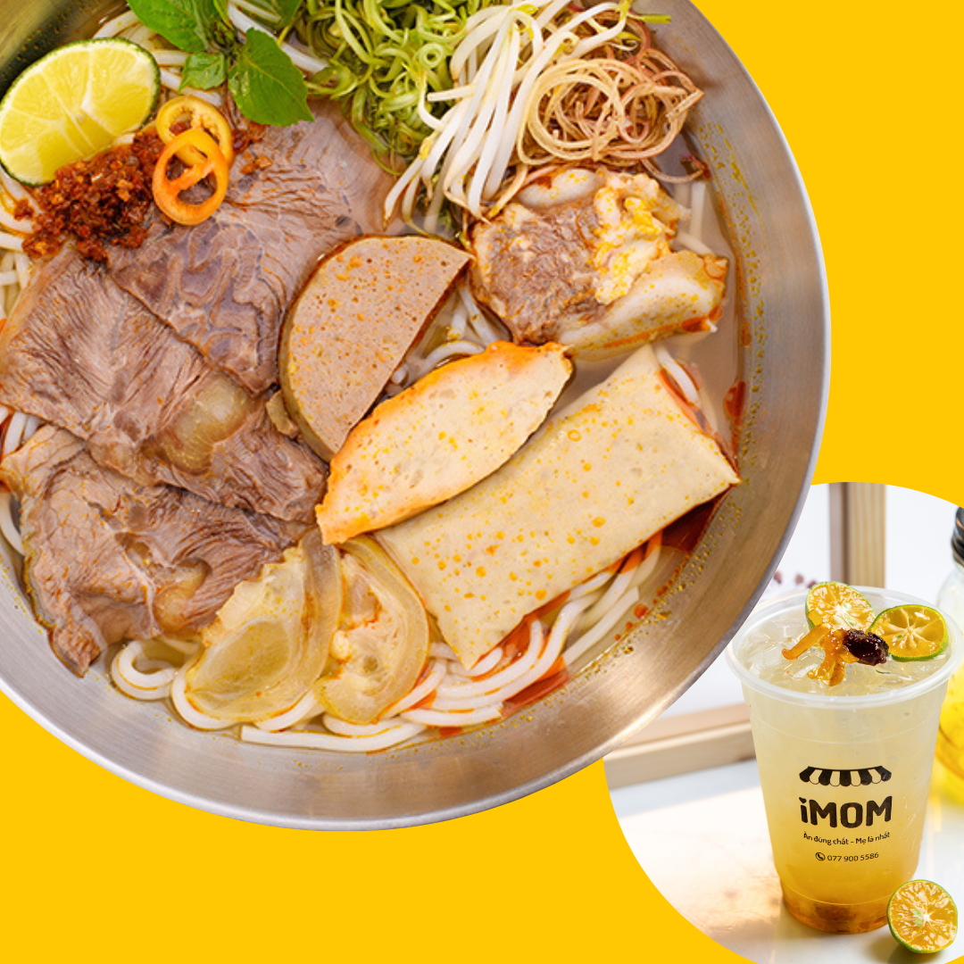 Bún Bò Huế Đặc Biệt ( không giò ) + Tắc Xí Muội Mật Ong Healthy (M)