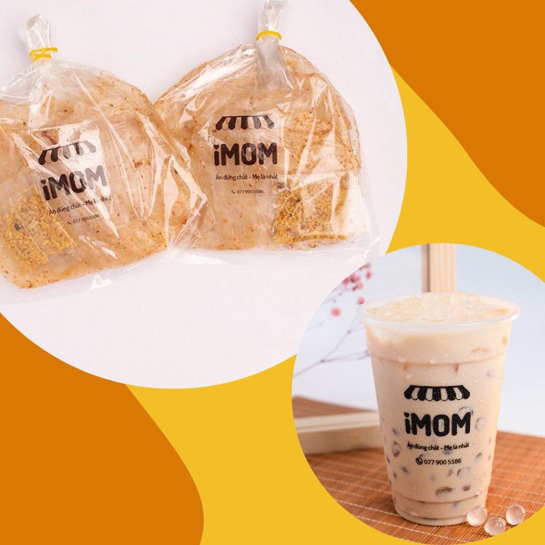 Combo 2 Túi Bánh Tráng Phơi Sương Muối Ớt Tôm Tỏi Phi + Trà sữa trân châu ngọc trai (M)