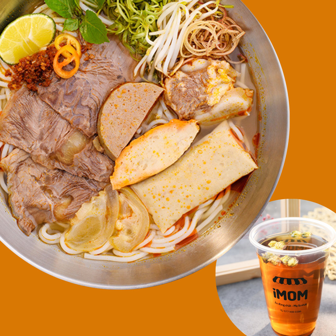 Bún Bò Huế Đặc Biệt ( không giò ) + Sâm Bông Cúc Giải Nhiệt Healthy (M)