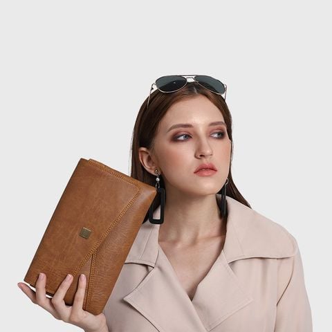 Túi đeo chéo nữ dáng chữ nhật nắp gập IDIGO FB2-380-00 Bò Nhạt 