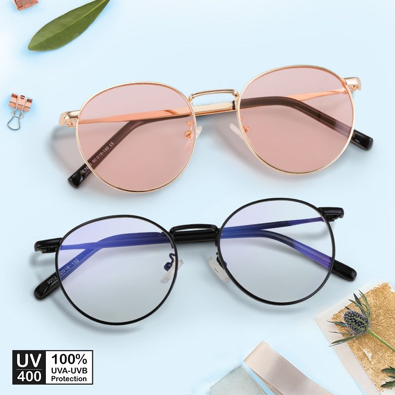 Mắt kính mát nam nữ tròn gọng kính kim loại UV400 Jaliver Young SM – 6038S