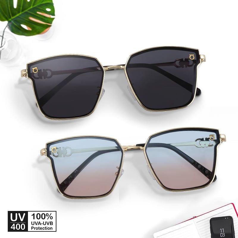 Mắt kính mát nam nữ mắt mèo gọng kính kim loại UV400 trang trí viền Jaliver Young SM – 6054