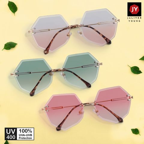 Mắt kính mát nữ đa giác gọng kính kim loại UV400 Jaliver Young SM-6059 