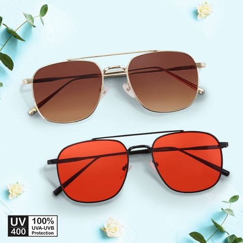 Mắt kính mát nam nữ vuông gọng kính kim loại cầu đôi UV400 Jaliver Young SM – 6091