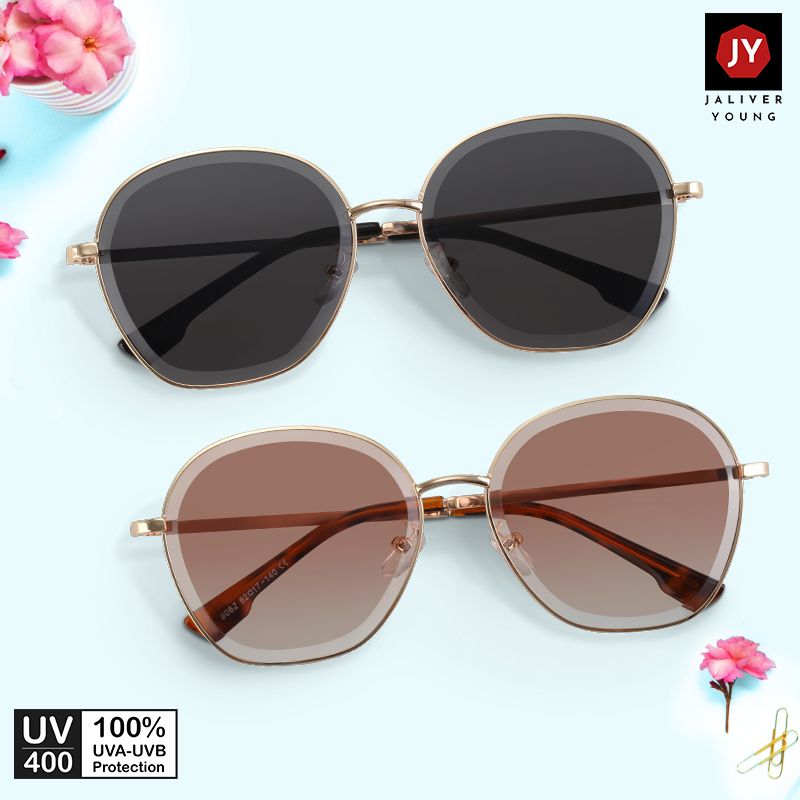 Mắt kính mát nam nữ ovan gọng kính kim loại UV400 Jaliver Young SM – 6113