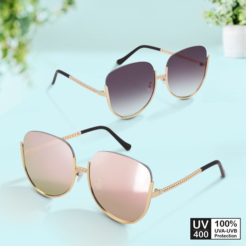 Mắt kính mát nữ ovan gọng kính kim loại nửa vành UV400 Jaliver Young SM – 6123