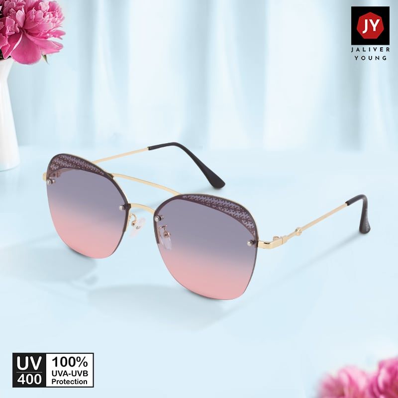 Mắt kính mát nữ hình bướm gọng kính kim loại trang trí viền UV400 Jaliver Young SM - 6127