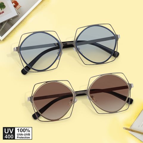 Mắt kính mát nam nữ ovan gọng kính kim loại khung đôi UV400 Jaliver Young SM - 6144