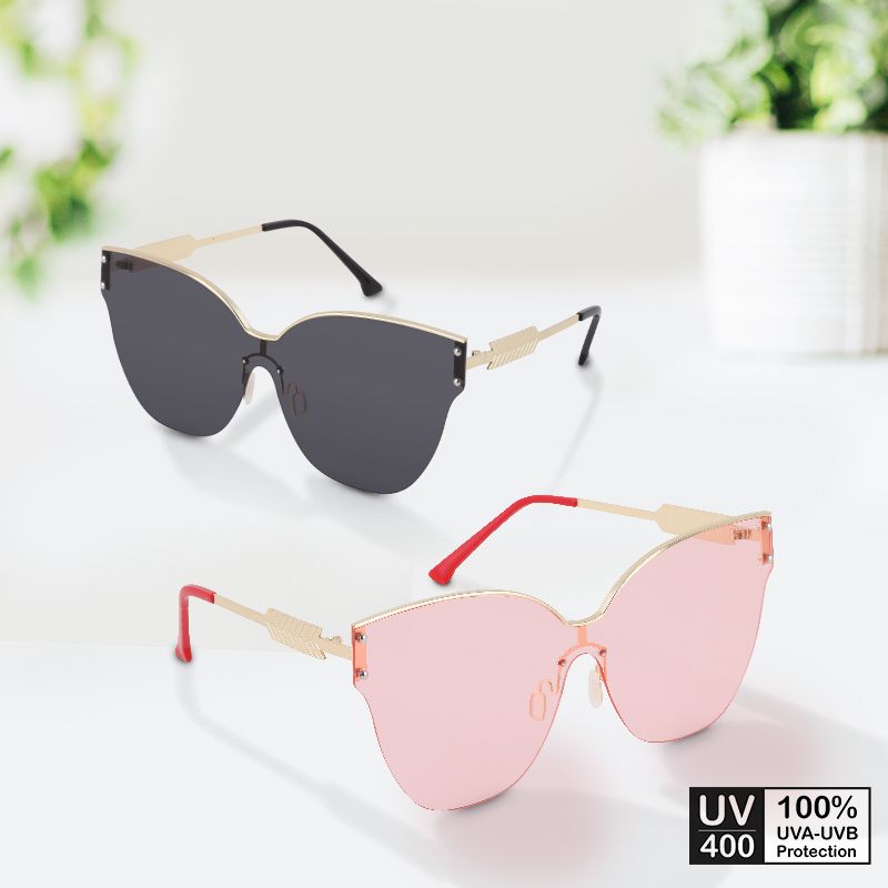 Mắt kính mát nữ mắt mèo gọng kim loại trang trí viền UV400 Jaliver Young SM-6183