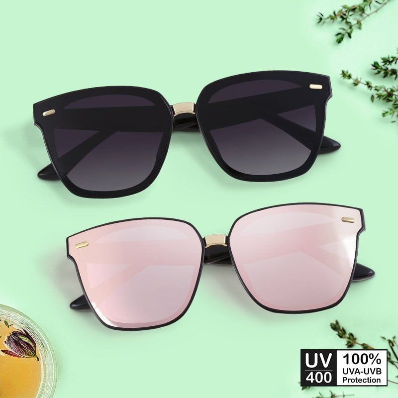 Mắt kính mát nam nữ vuông gọng kính nhựa trang trí viền UV400 Jaliver Young SP-1095