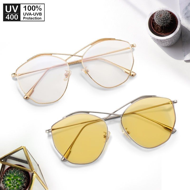 Mắt kính mát nam nữ đa giác gọng kính kim loại UV400 Jaliver Young SM – 6060