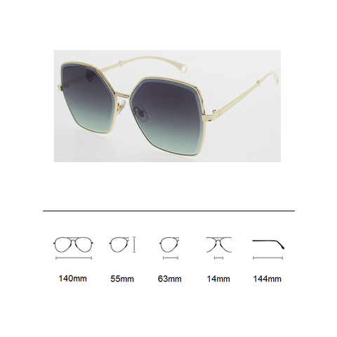 Mắt kính mát nữ đa giác gọng kính kim loại UV400 Jaliver Young A205 KT 