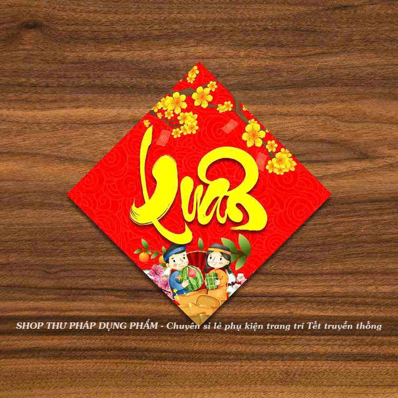 Tem dán hộp quà decal dán trang trí mứt giỏ quà hoa quả trang trí Tết ...