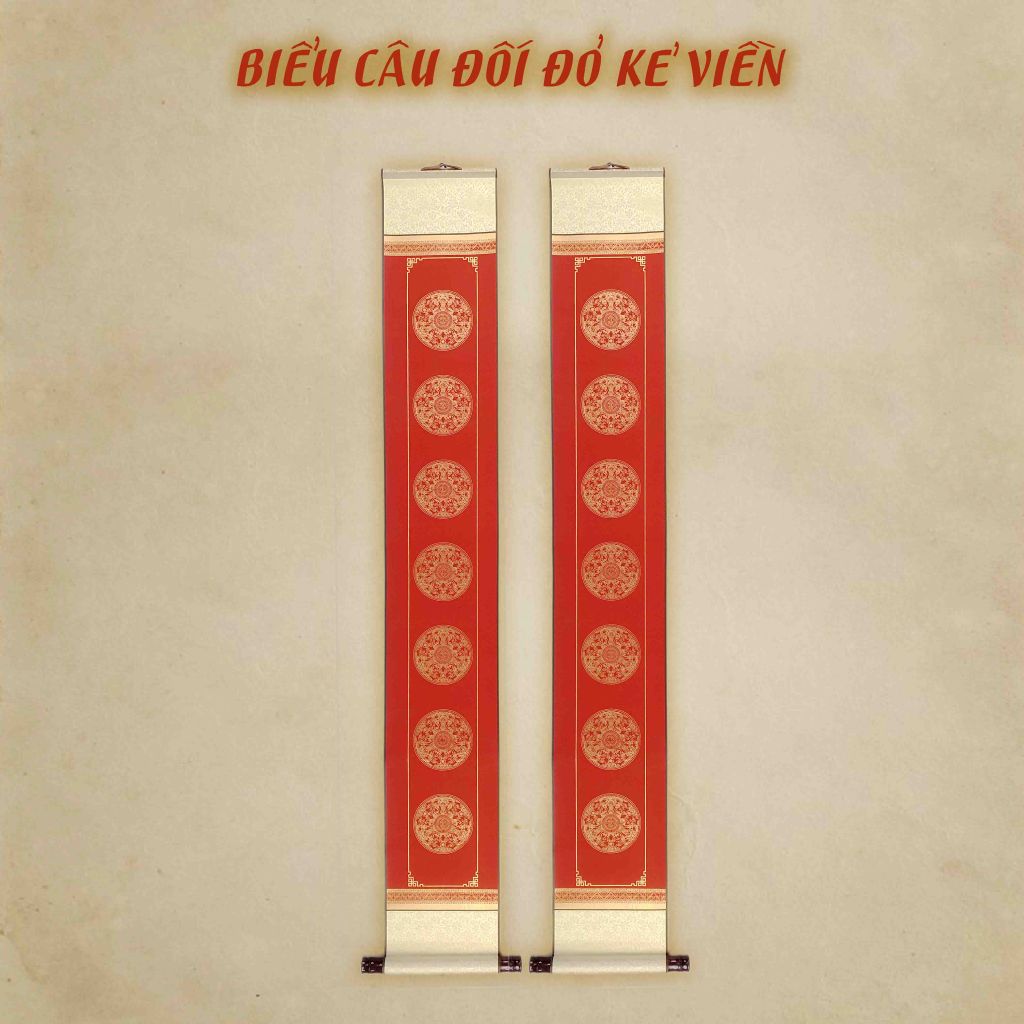 Biểu Liễn Câu Đối Đỏ Giấy Xuyến Chỉ 23x160cm (1 cặp)