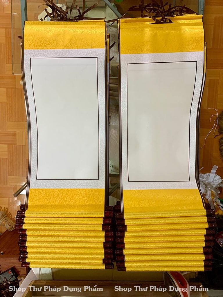 Biểu liễn lụa 2 lớp giấy xuyến chỉ màu trắng 40x100cm