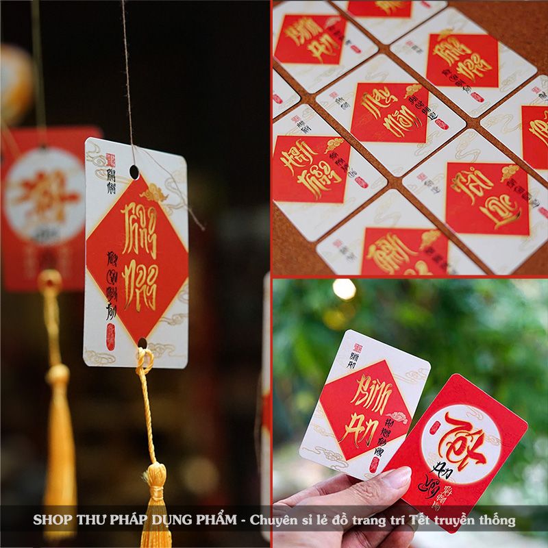 Thẻ chữ thư pháp trang trí Tết An Nhiên treo đào mai phụ kiện trang trí Tết LT5