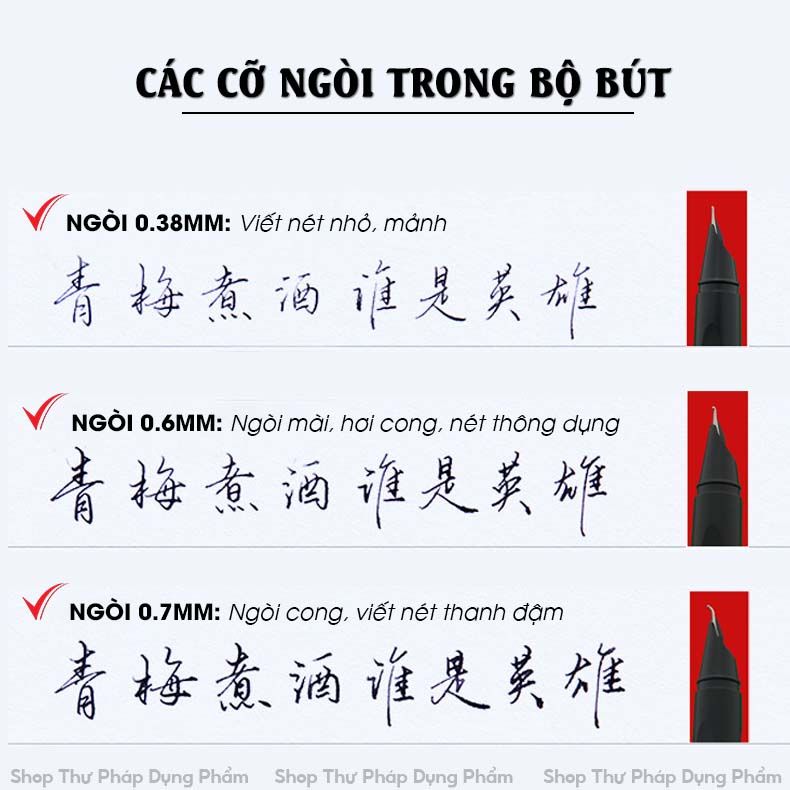 Bộ bút máy cao cấp luyện viết thư pháp tặng kèm 3 ngòi – Thư Pháp Dụng Phẩm