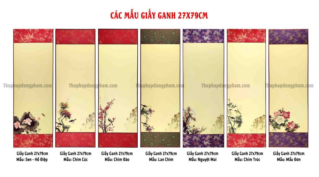 Giấy Ganh in tranh viết thư pháp 27x79cm (chưa gồm nẹp treo)