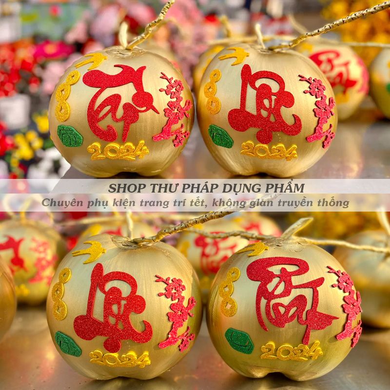 Chữ thư pháp dán dưa dừa bưởi, trang trí hoa quả có sẵn keo mặt sau