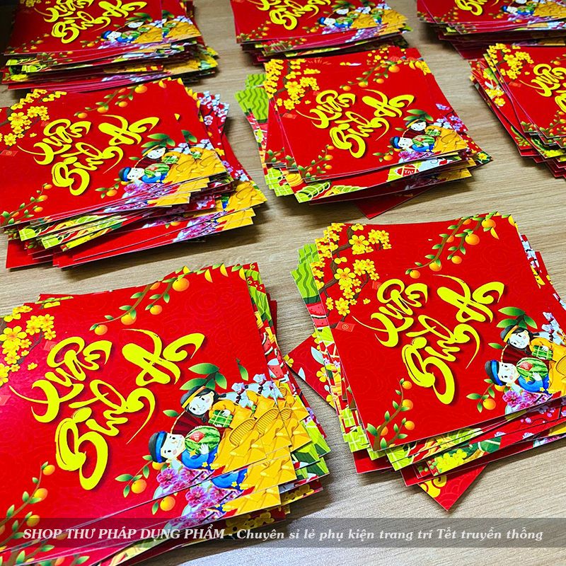 Tem dán hộp quà decal dán trang trí mứt giỏ quà hoa quả trang trí Tết ...