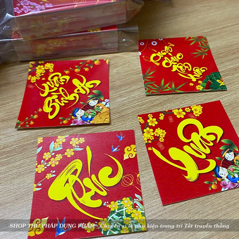 Tem dán hộp quà decal dán trang trí mứt giỏ quà hoa quả trang trí Tết ...