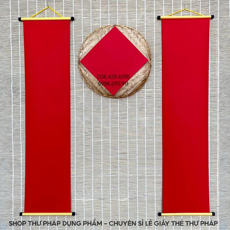 Tổng hợp các mẫu liễn giấy nhung trơn viết thư pháp nhiều kích cỡ