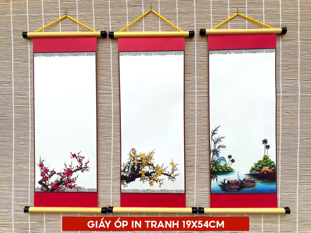 Giấy ốp, liễn giấy in tranh 19x54cm HVM (chưa gồm nẹp treo)