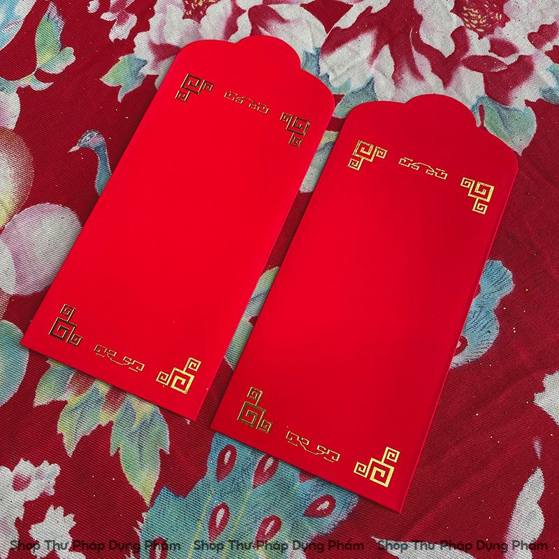 Phôi lì xì đỏ vàng viết thư pháp trơn chưa viết (set 10 chiếc)