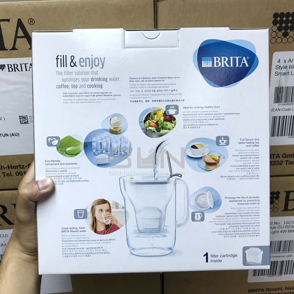 Bình lọc nước BRITA Style Grey 2.4L (có sẵn 1 lõi lọc Maxtra+ & SmartLight) - Sản xuất tại Đức