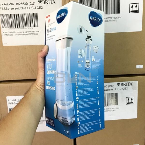 BÌnh lọc nước BRITA Fill & Serve Mind White 1.3L (có sẵn 1 đĩa lọc MicroDisc) - Sản xuất tại Đức
