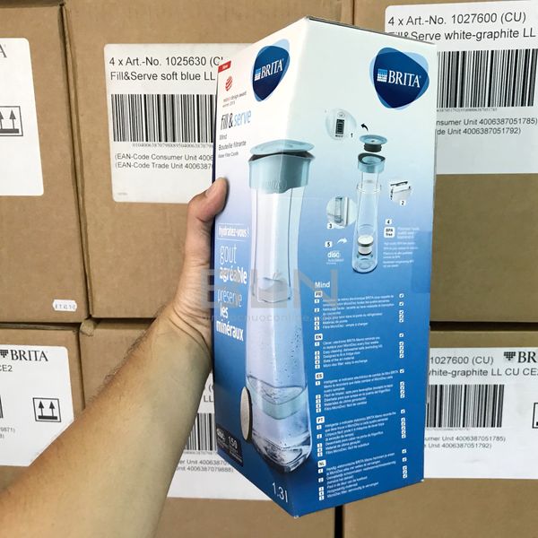Bình lọc nước BRITA Fill & Serve Mind Soft Blue 1.3L (có sẵn 1 đĩa lọc MicroDisc) - Sản xuất tại Đức