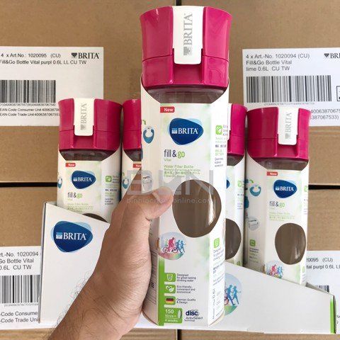 Bình lọc nước BRITA Vital Pink 600ml (có sẵn 1 đĩa lọc MicroDisc) - Thương hiệu Đức