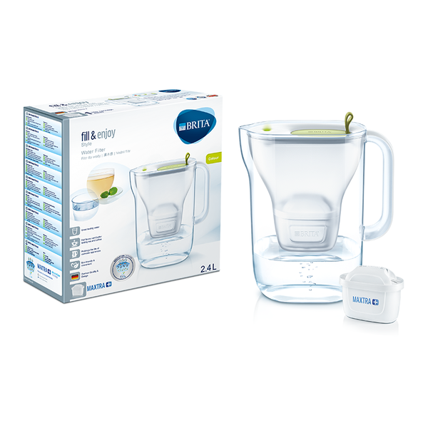 Bình lọc nước BRITA Style Lime 2.4L (có sẵn 1 lõi lọc Maxtra Pro & SmartLight) - No box