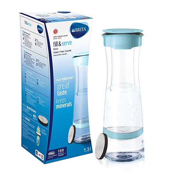 Bình lọc nước BRITA Fill & Serve Mind Soft Blue 1.3L (có sẵn 1 đĩa lọc MicroDisc) - Sản xuất tại Đức