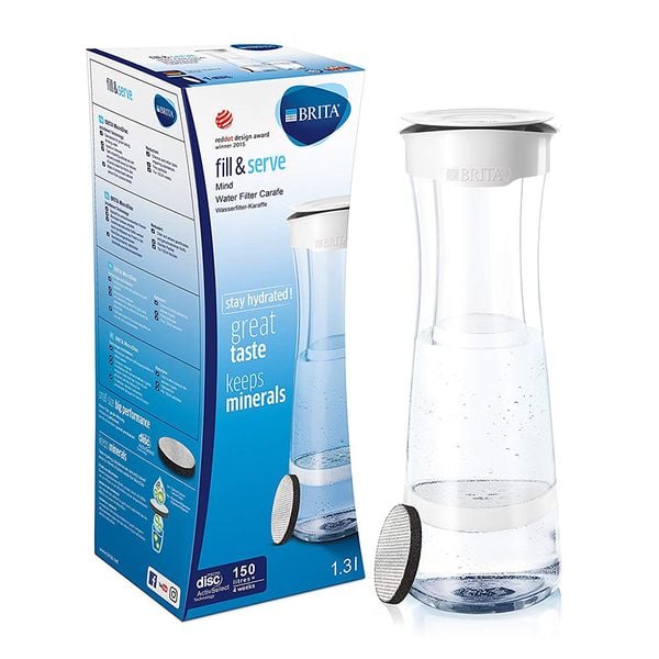 BÌnh lọc nước BRITA Fill & Serve Mind White 1.3L (có sẵn 1 đĩa lọc MicroDisc) - Sản xuất tại Đức