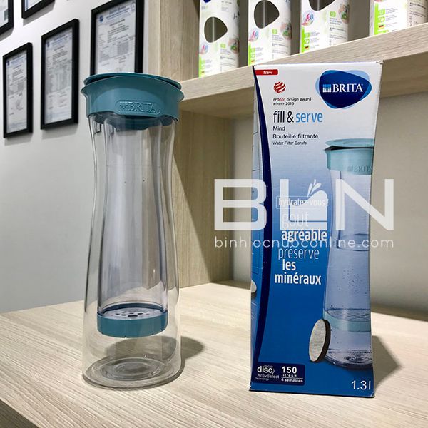 Bình lọc nước BRITA Fill & Serve Mind Soft Blue 1.3L (có sẵn 1 đĩa lọc MicroDisc) - Sản xuất tại Đức