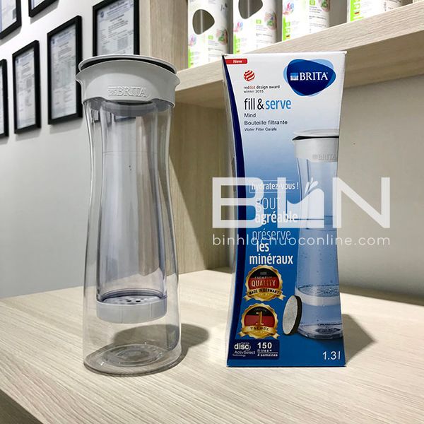 BÌnh lọc nước BRITA Fill & Serve Mind White 1.3L (có sẵn 1 đĩa lọc MicroDisc) - Sản xuất tại Đức