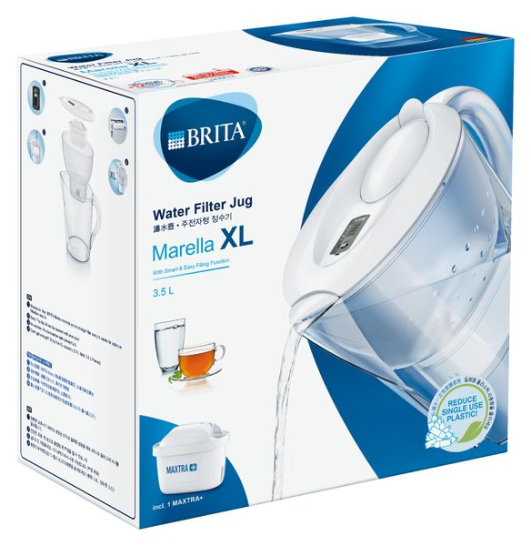 Bình lọc nước Brita Marella XL White 3.5L (có sẵn 1 lõi lọc Maxtra Plus) - Thương hiệu Đức